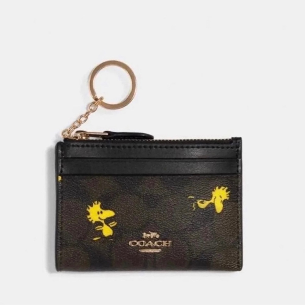 Coach x peanuts woodstock mini skinny ID case